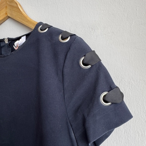 ZARA Navy Crop Top with Ribbon Detail - Size L - Picture 2 of 6